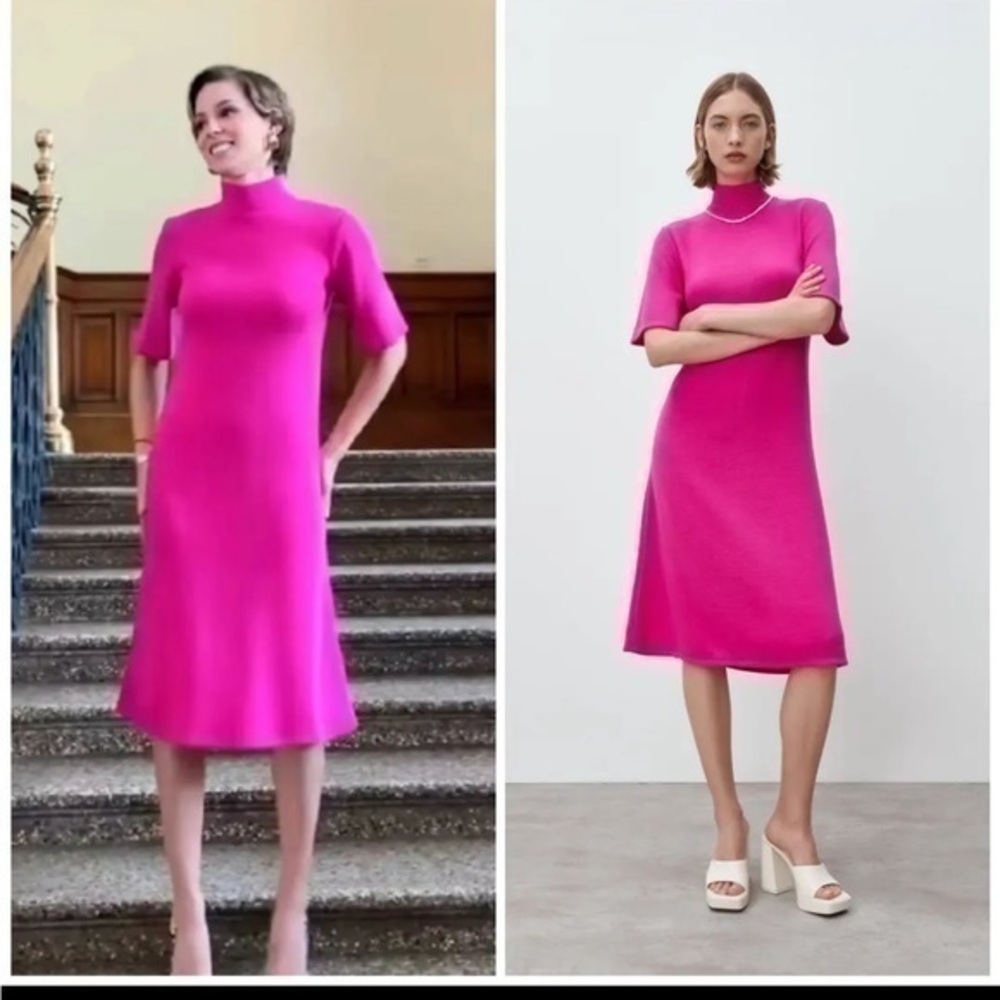 ZARA Soft Mock Neck Midi Dress Fuchsia 0264/030